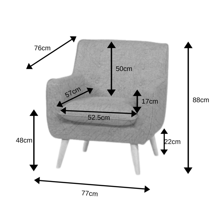 Georgia Chair Upholstered in Monochrome Fabric